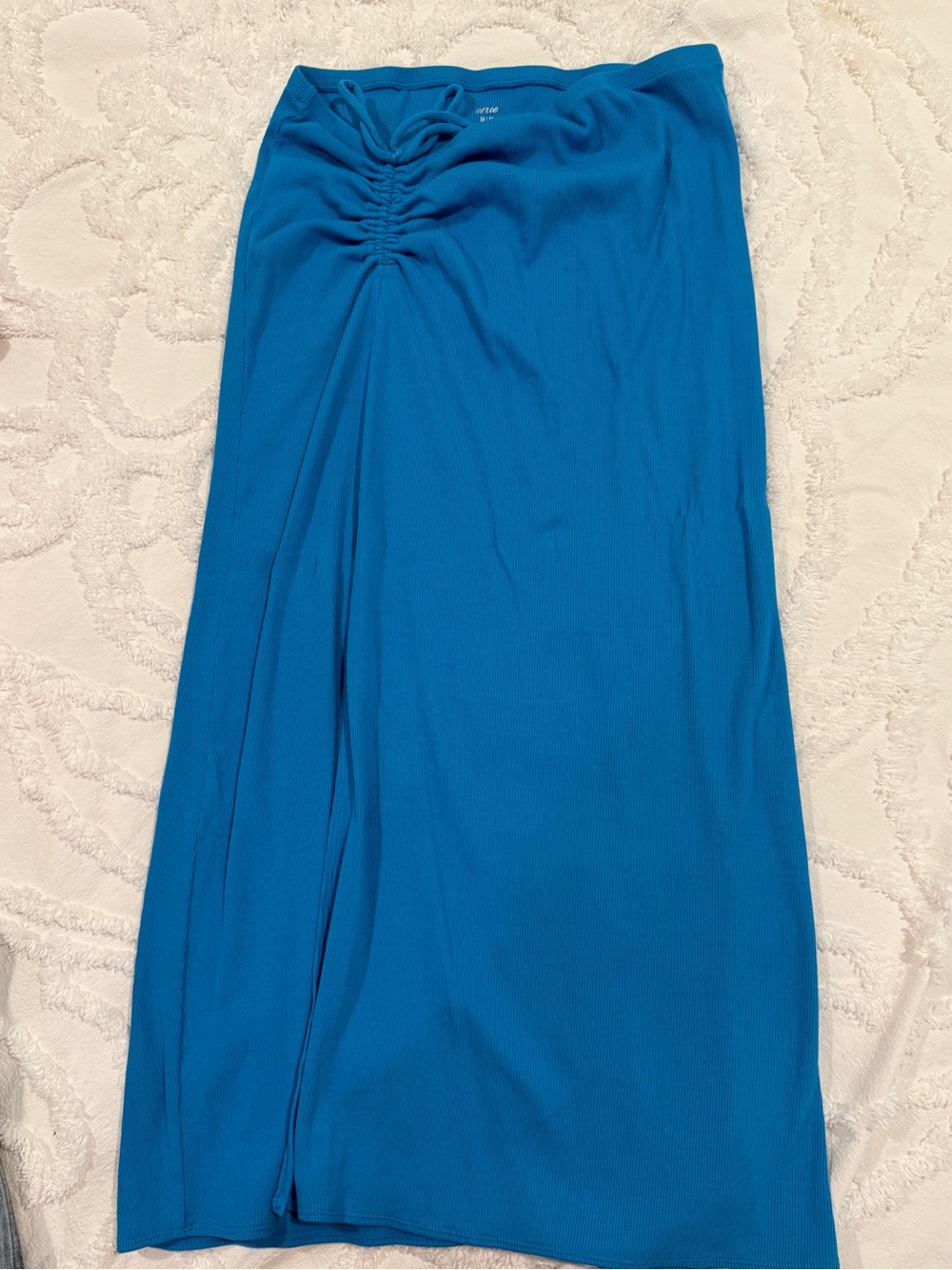 aerie Bright Blue Midi Skirt with Ruched Waist